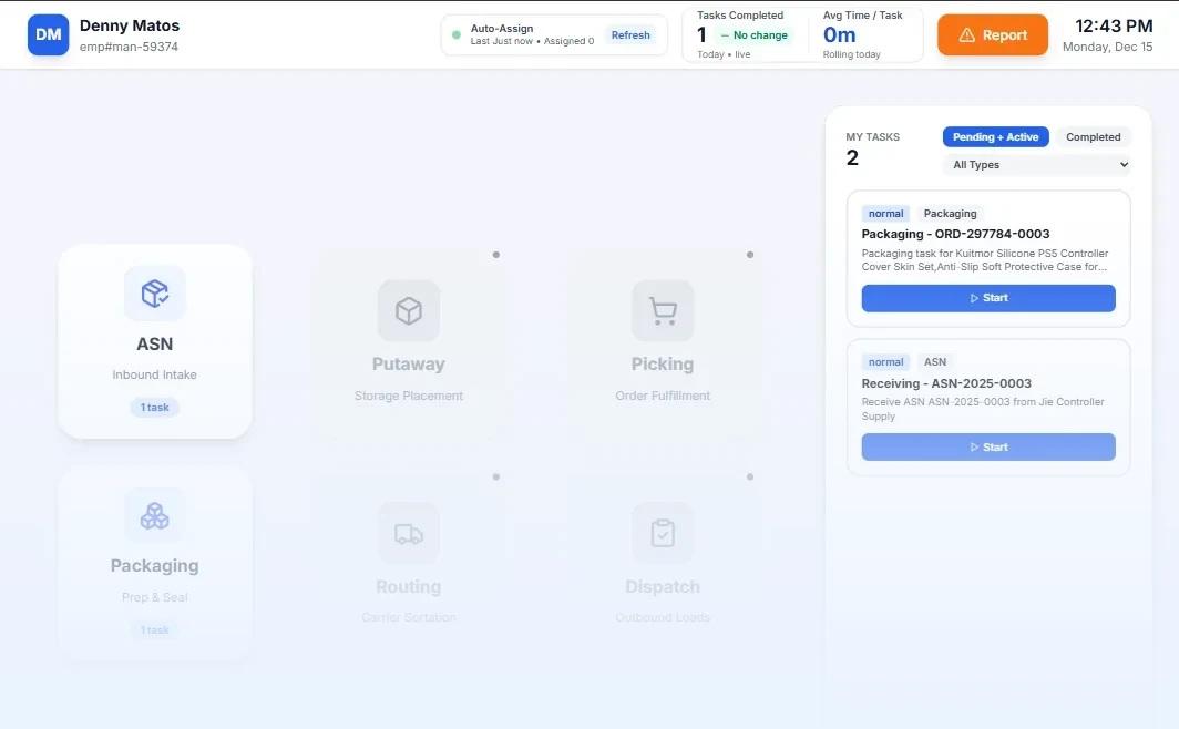 UnieWMS kiosk & dashboard preview